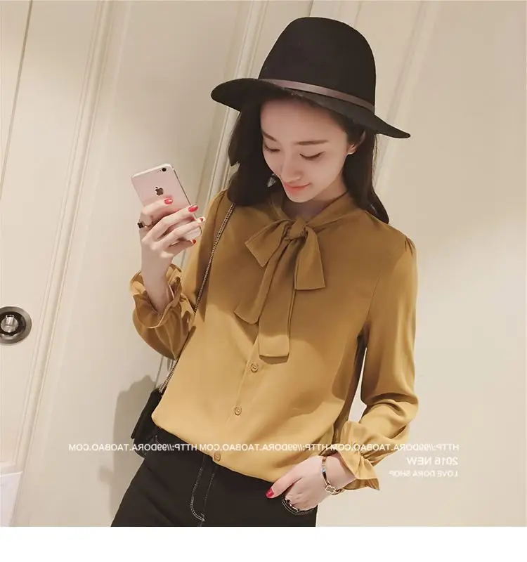 Women Korean Style Bow White Long Sleeve Shirt 2024 — feature 27