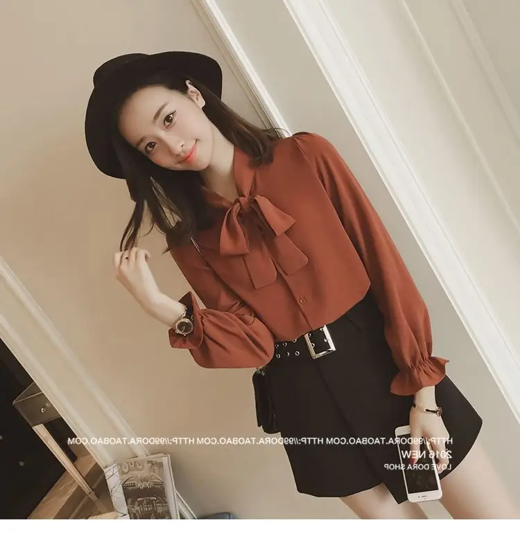 Women Korean Style Bow White Long Sleeve Shirt 2024 — feature 7