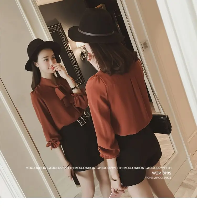 Women Korean Style Bow White Long Sleeve Shirt 2024 — feature 8