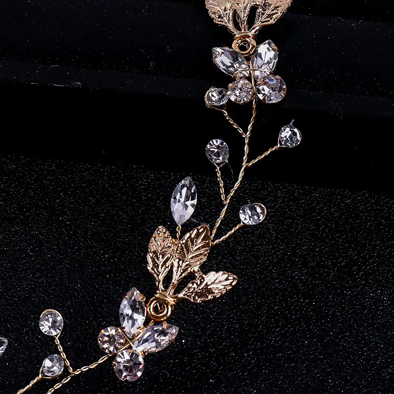 Korean Bridal Leaf Rhinestone Headband 2025 - Image 6