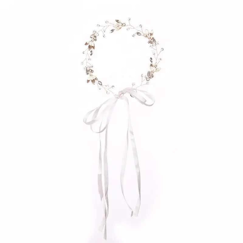 Korean Bridal Leaf Rhinestone Headband 2025 - Image 7