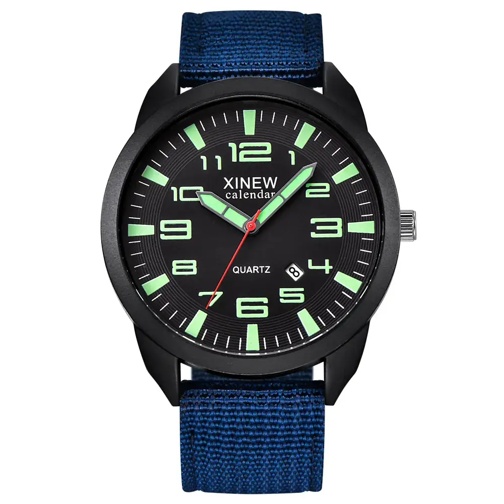 Men's Military Style Quartz Watch with Green Strap - Image 2