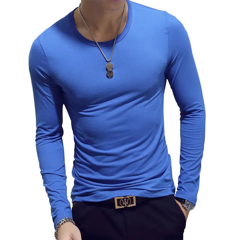 Men's 2019 Military Long Sleeve Slim T-Shirt Red - Image 15