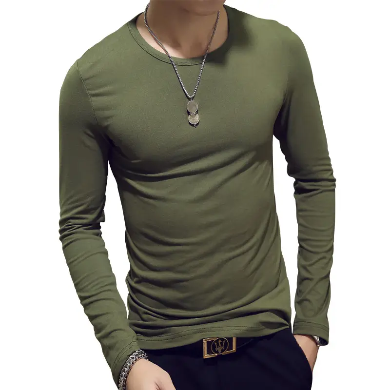 Men's 2019 Military Long Sleeve Slim T-Shirt Red - Image 16