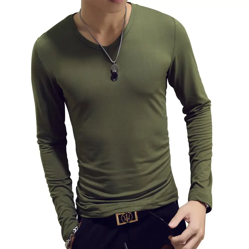 Men's 2019 Military Long Sleeve Slim T-Shirt Red - Image 20