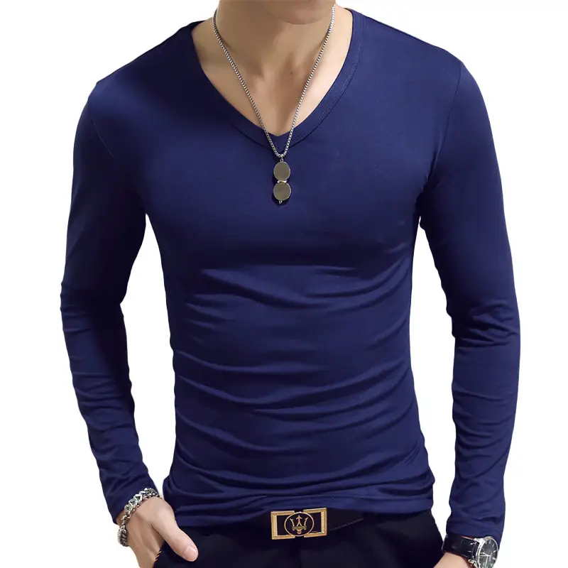 Men's 2019 Military Long Sleeve Slim T-Shirt Red - Image 5