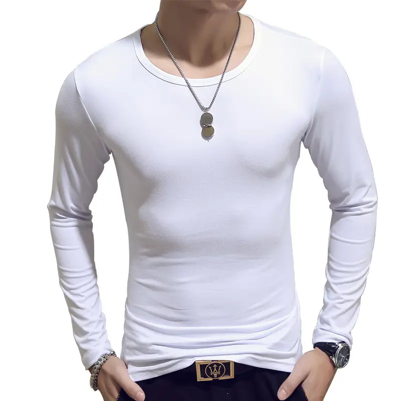 Men's 2019 Military Long Sleeve Slim T-Shirt Red - Image 6