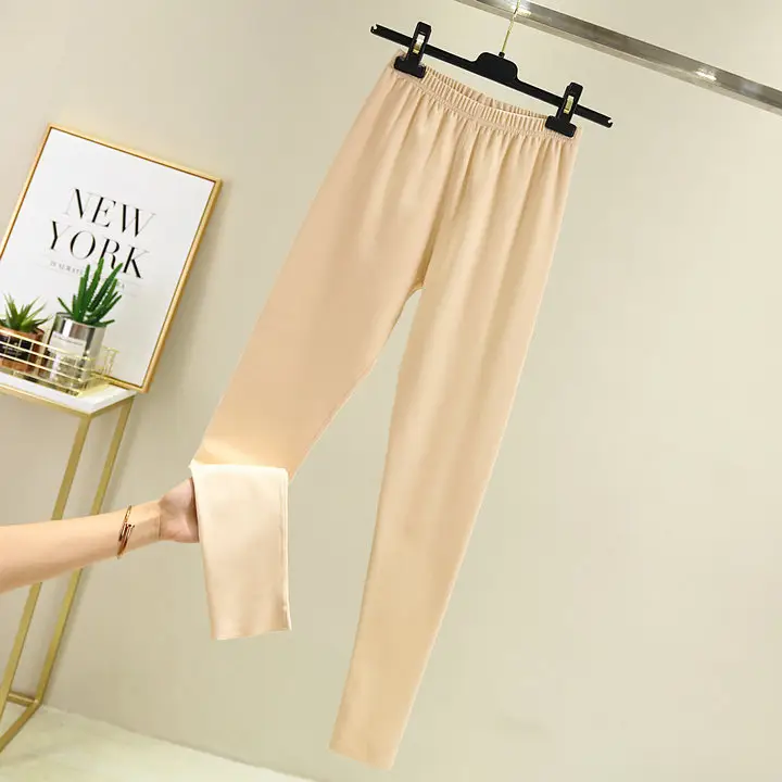 Women Warm Velvet Padded Pants Brown Winter - Image 4