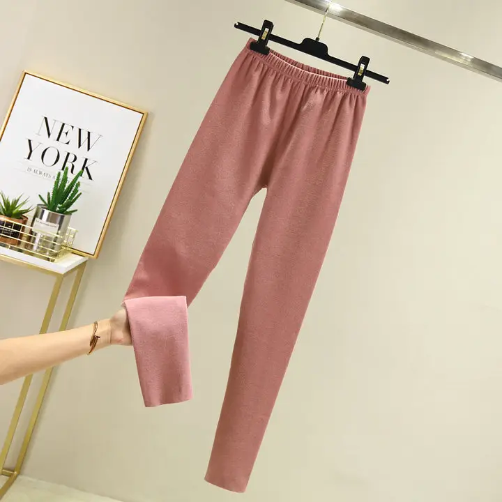 Women Warm Velvet Padded Pants Brown Winter - Image 7