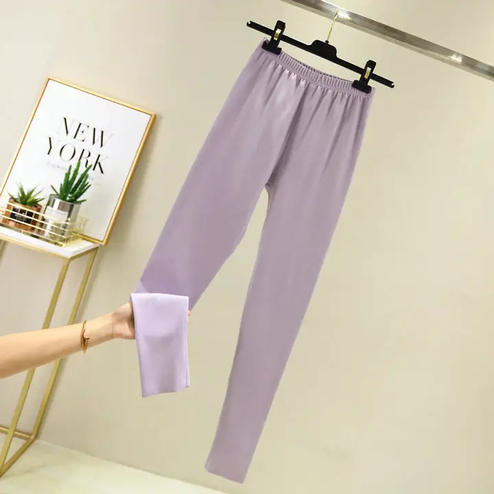Women Warm Velvet Padded Pants Brown Winter - Image 8