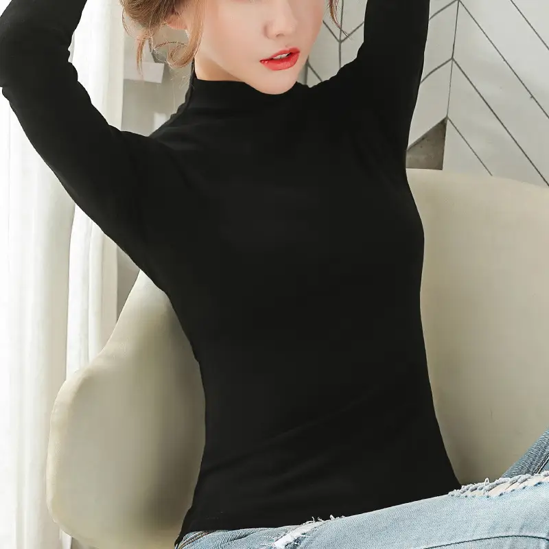 2025 Long Sleeve Turtleneck Women's Slim Fit Brown - Image 2