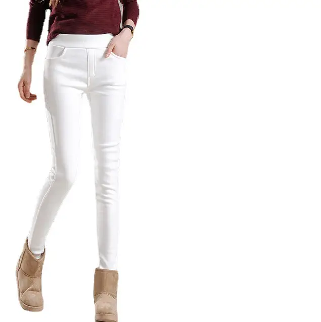 Women Fleece Skinny Leggings Winter Warm Maroon - Image 9
