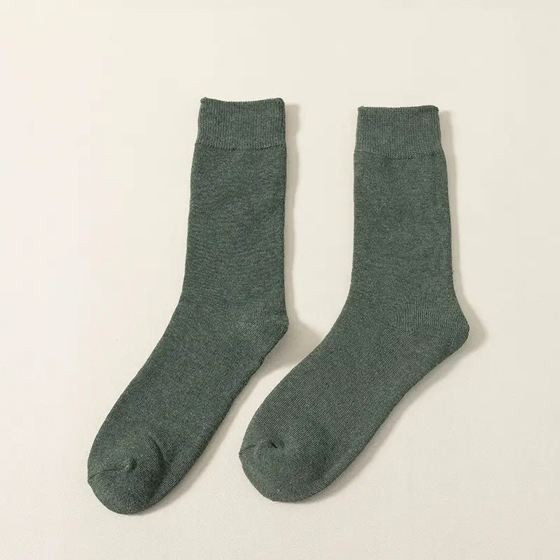 Socks Men's terry mid-tube socks autumn and winter thick warm socks casual colored towel socks fleece-lined terry socks