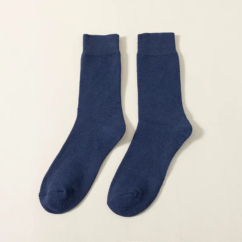 Socks Men's terry mid-tube socks autumn and winter thick warm socks casual colored towel socks fleece-lined terry socks