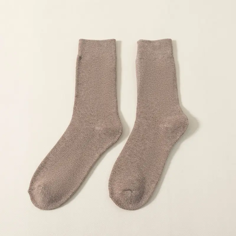 Socks Men's terry mid-tube socks autumn and winter thick warm socks casual colored towel socks fleece-lined terry socks