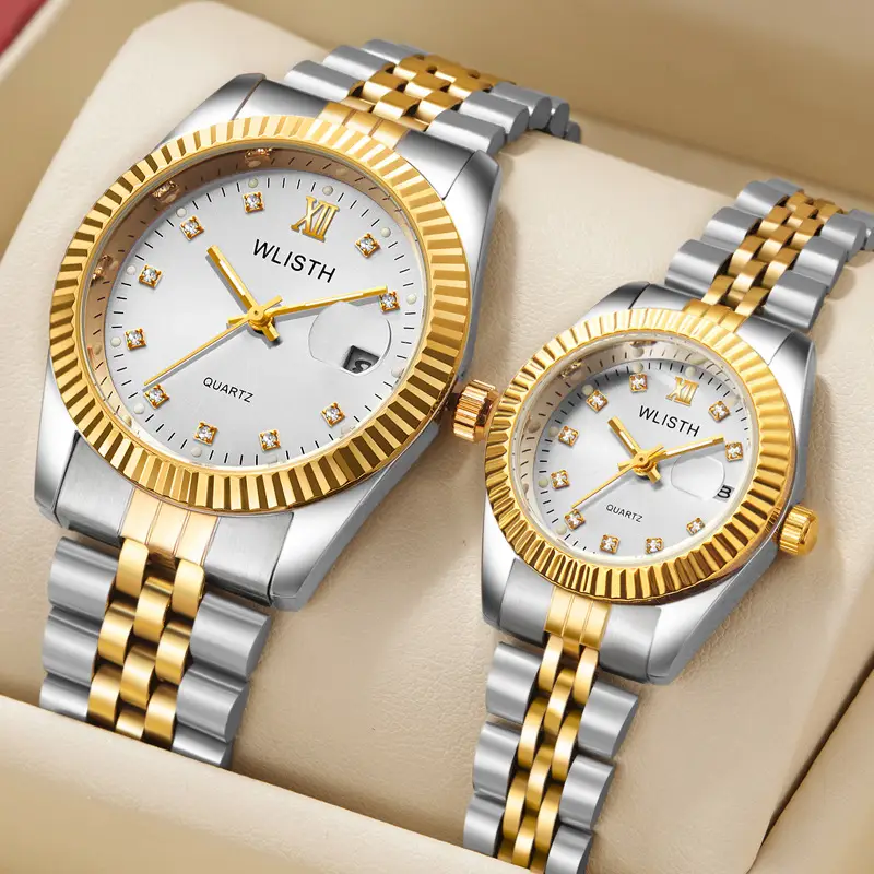 Men's & Women's Gold Silver Quartz Couple Watches - Image 9