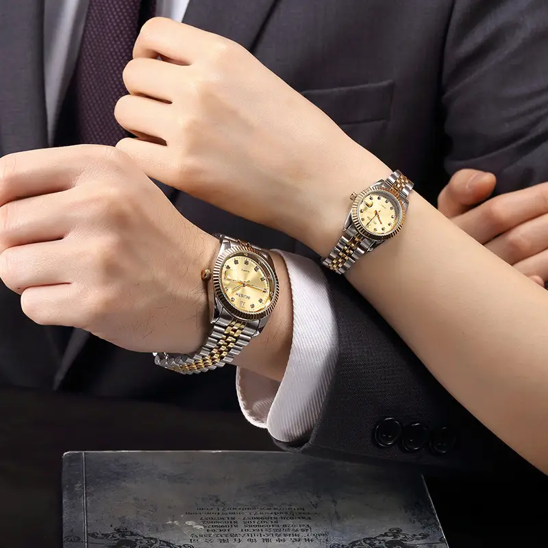 Men's & Women's Gold Silver Quartz Couple Watches - Image 11