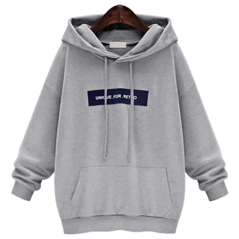 Pink Hooded Sweatshirt Women Loose Large Fleece Lined - Image 4