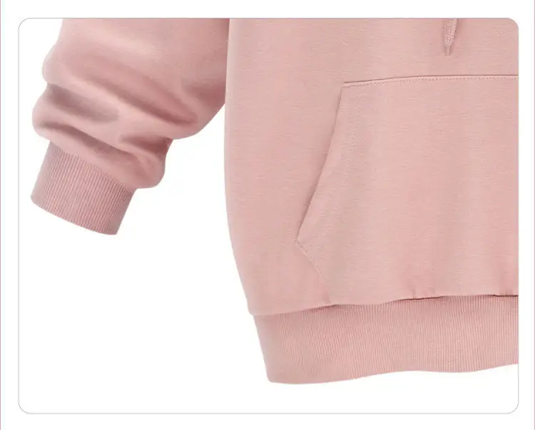 Pink Hooded Sweatshirt Women Loose Large Fleece Lined — feature 8