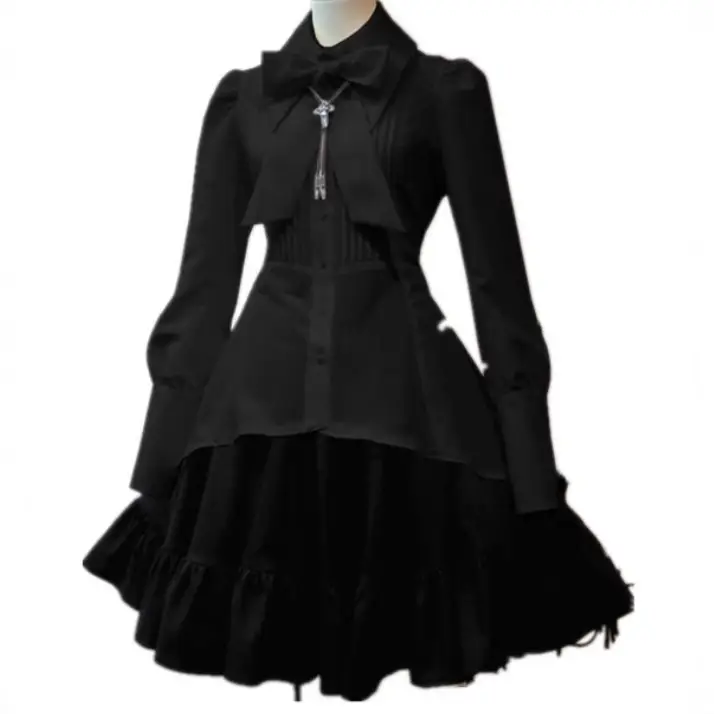 Japanese Style Maid Sister Dress White Black Ruffle Top