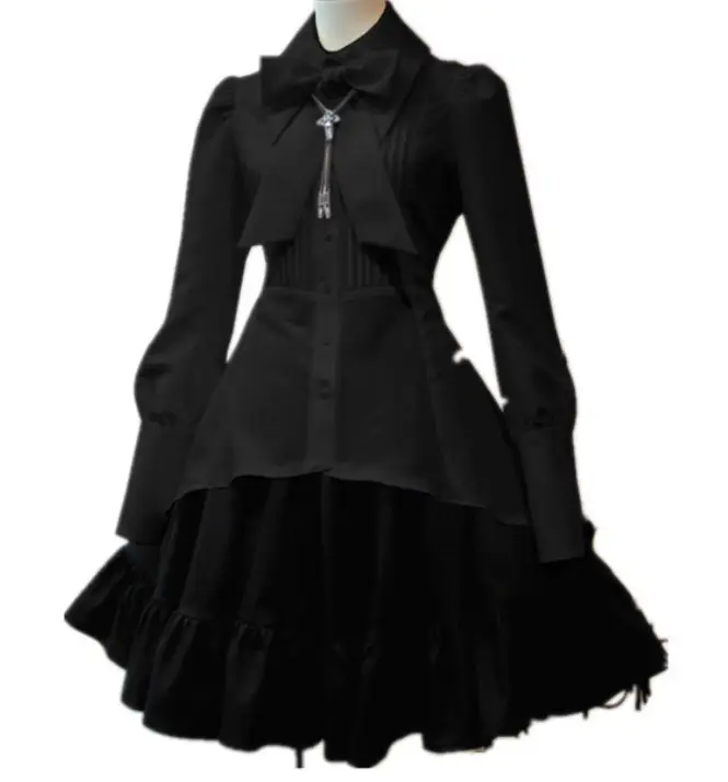 Japanese Style Maid Sister Dress White Black Ruffle Top