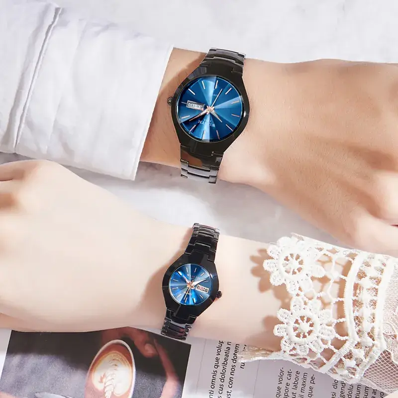 Men Waterproof Black Quartz Watch with Date Display