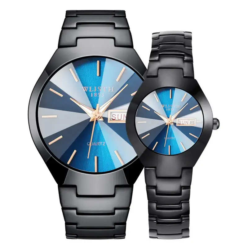 Men Waterproof Black Quartz Watch with Date Display