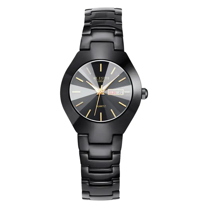 Men Waterproof Black Quartz Watch with Date Display