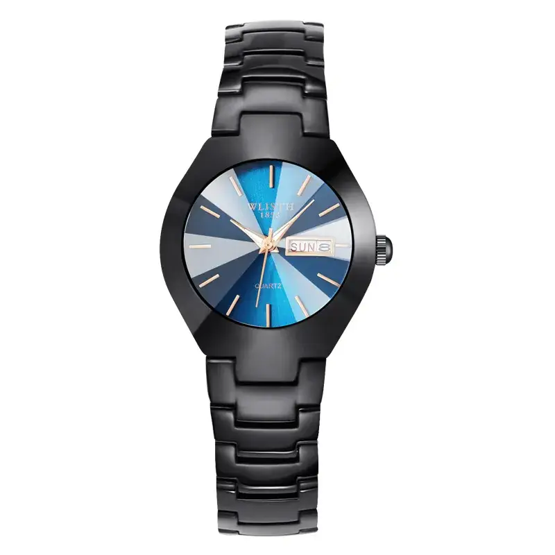 Men Waterproof Black Quartz Watch with Date Display