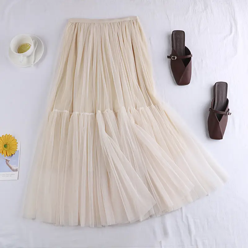 Mesh Skirt 2022 All-match Solid Color Base Small - Image 12