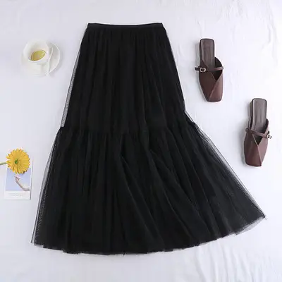 Mesh Skirt 2022 All-match Solid Color Base Small - Image 2