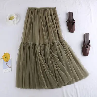 Mesh Skirt 2022 All-match Solid Color Base Small - Image 6
