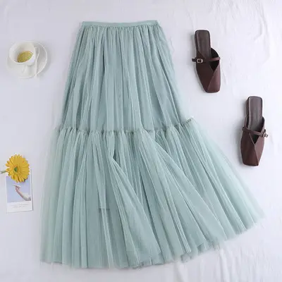 Mesh Skirt 2022 All-match Solid Color Base Small - Image 7