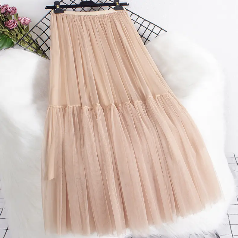 Mesh Skirt 2022 All-match Solid Color Base Small - Image 8