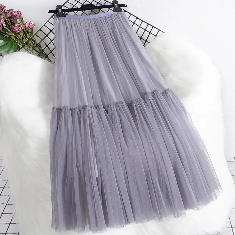 Mesh Skirt 2022 All-match Solid Color Base Small - Image 9