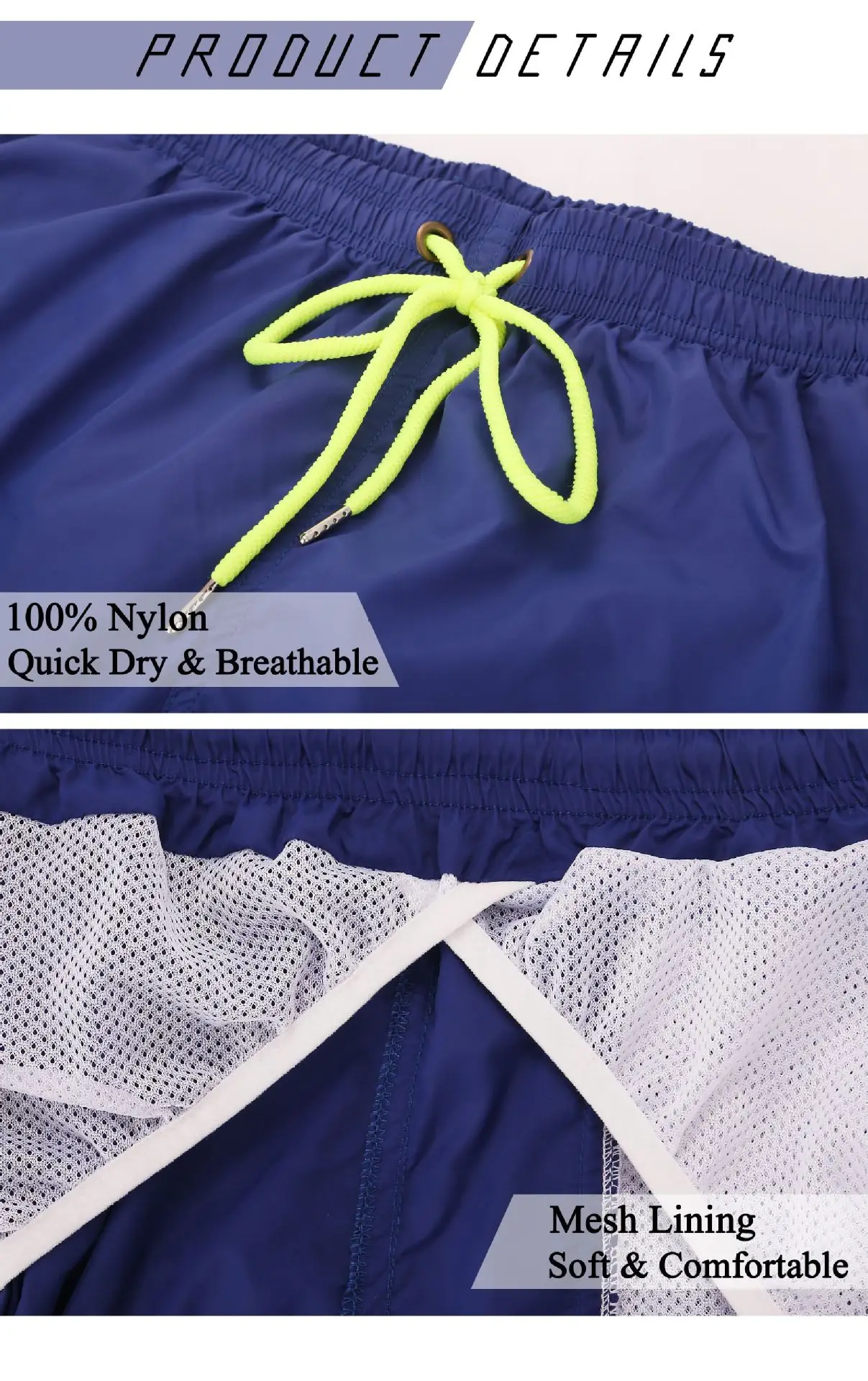 Men Blue Beach Shorts Large Quick-Drying Waterproof — feature 4