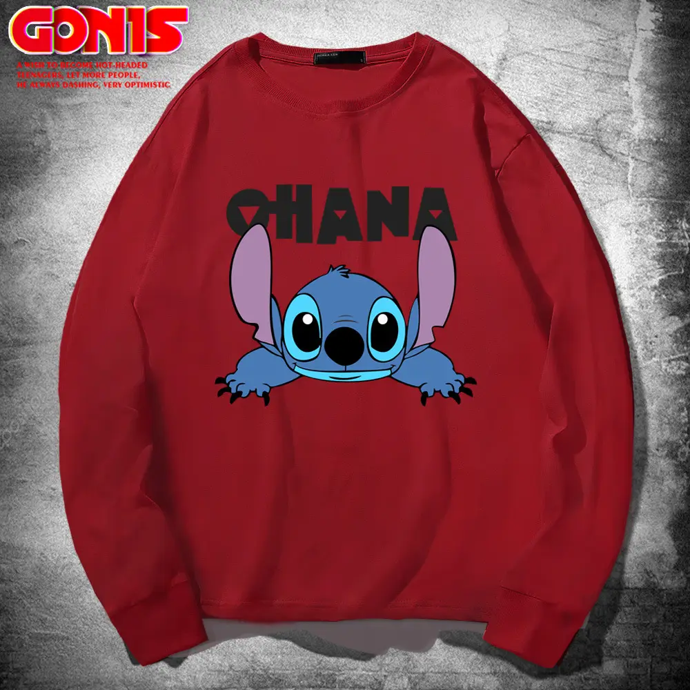 Men Stitch Long Sleeve T-Shirt Yellow Cartoon