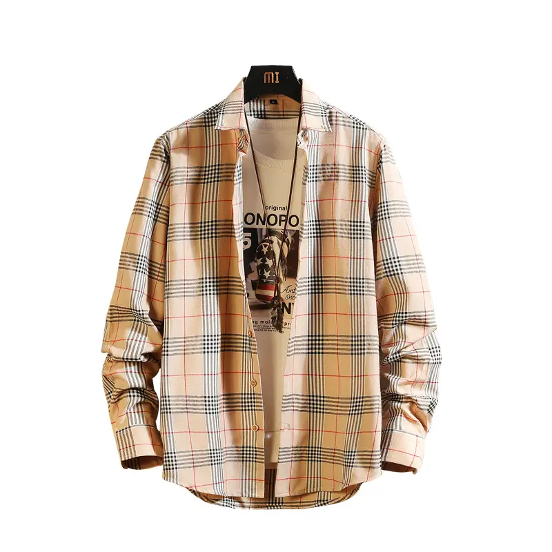 Plaid Men's Casual Shirt Black Red Blue Slim Fit - Image 9