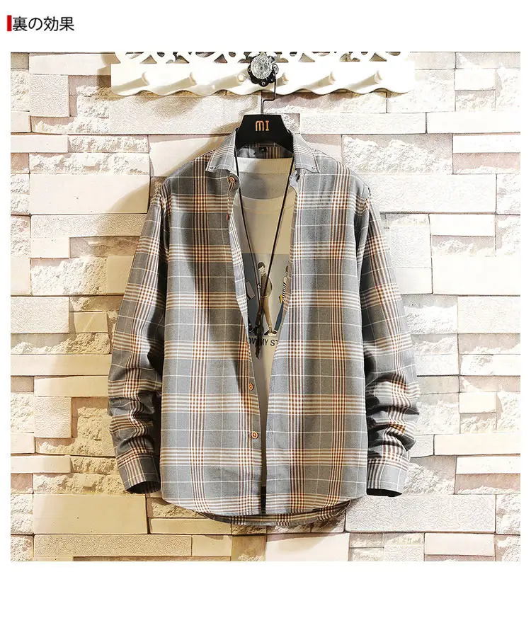 Plaid Men's Casual Shirt Black Red Blue Slim Fit — feature 10