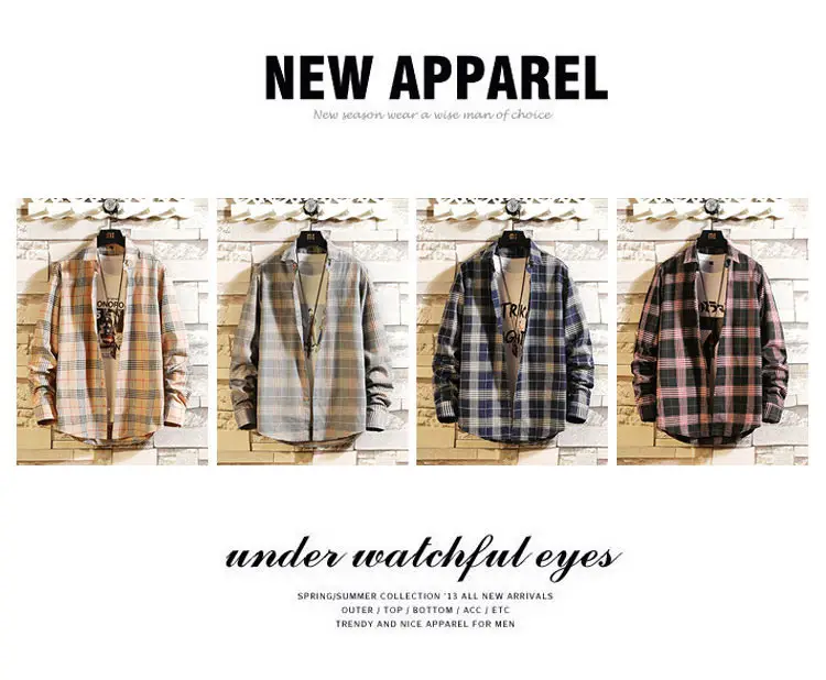 Plaid Men's Casual Shirt Black Red Blue Slim Fit — feature 6