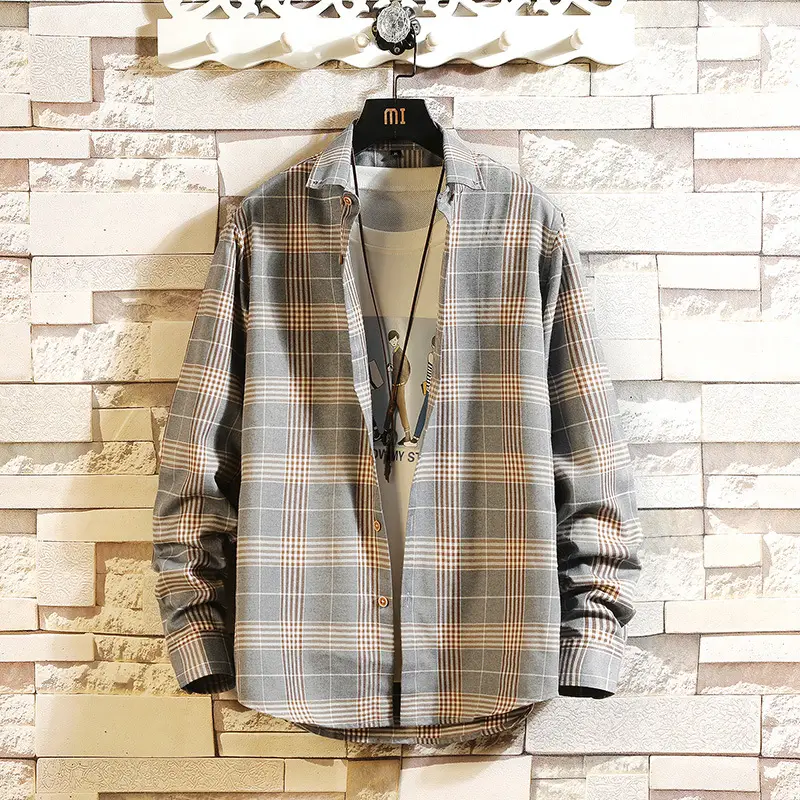 Plaid Men's Casual Shirt Black Red Blue Slim Fit - Image 3