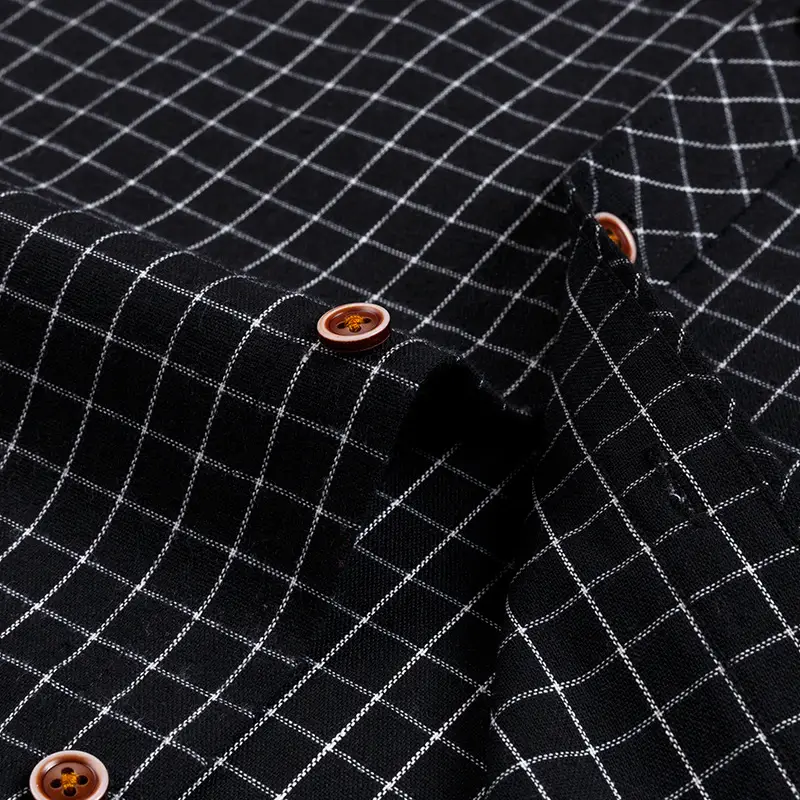 Men's Grey Brushed Plaid Long Sleeve Shirt