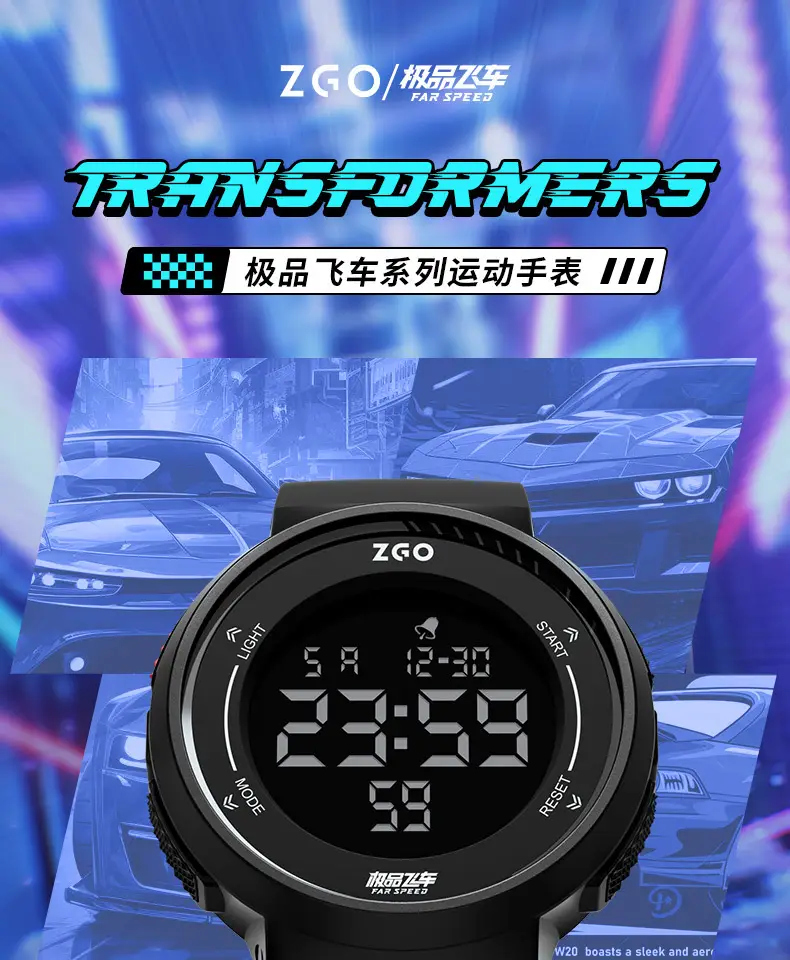 Waterproof Luminous Teen Sports Watch Black — feature 1