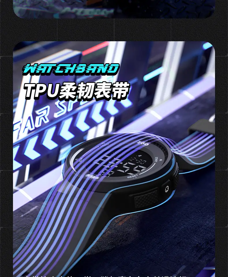 Waterproof Luminous Teen Sports Watch Black — feature 10