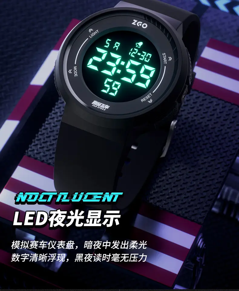 Waterproof Luminous Teen Sports Watch Black — feature 8
