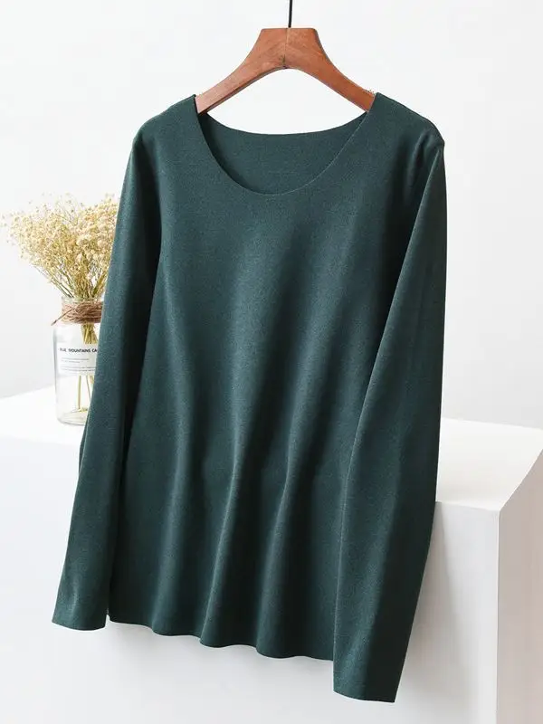 Women's Velvet Long Sleeve Warm Underwear Brown
