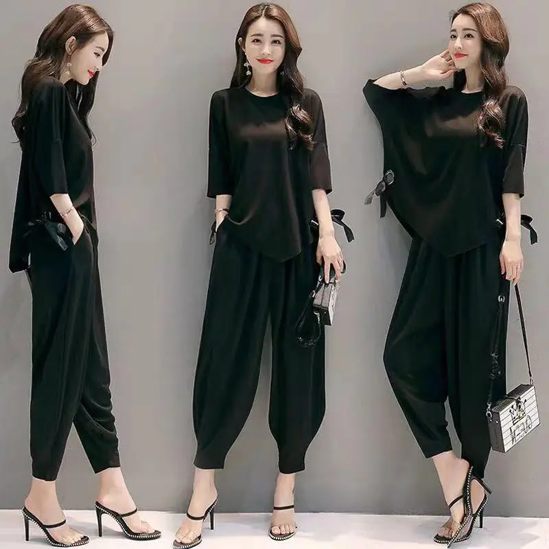 Women Red Loose Fit Wide Leg Pants Set - Image 6