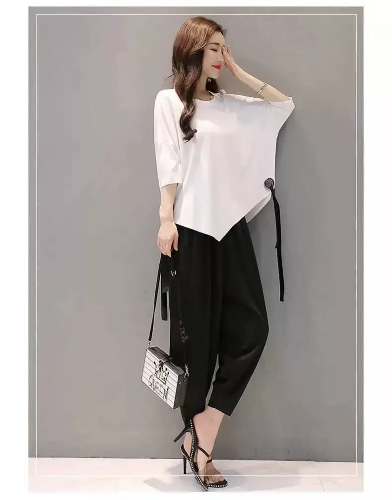 Women Red Loose Fit Wide Leg Pants Set — feature 13