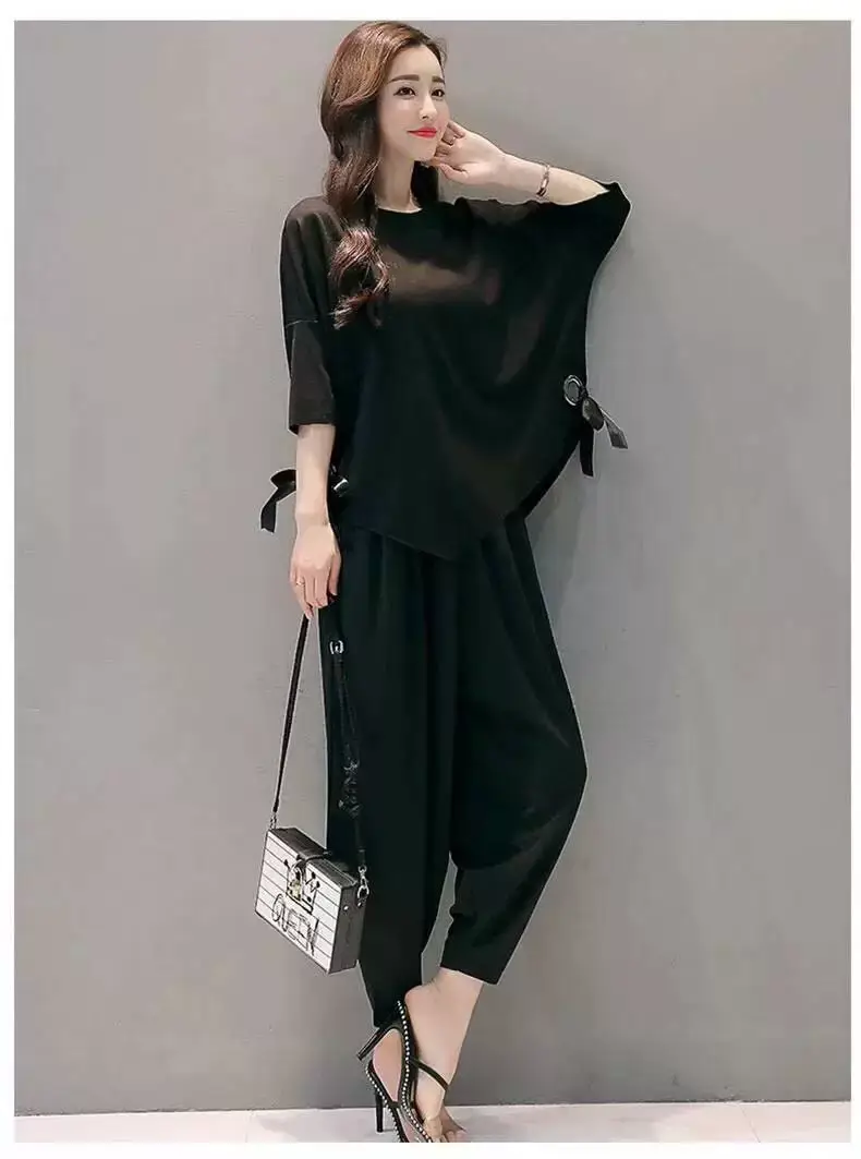 Women Red Loose Fit Wide Leg Pants Set — feature 15