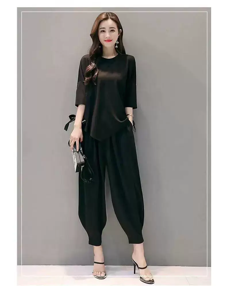 Women Red Loose Fit Wide Leg Pants Set — feature 16
